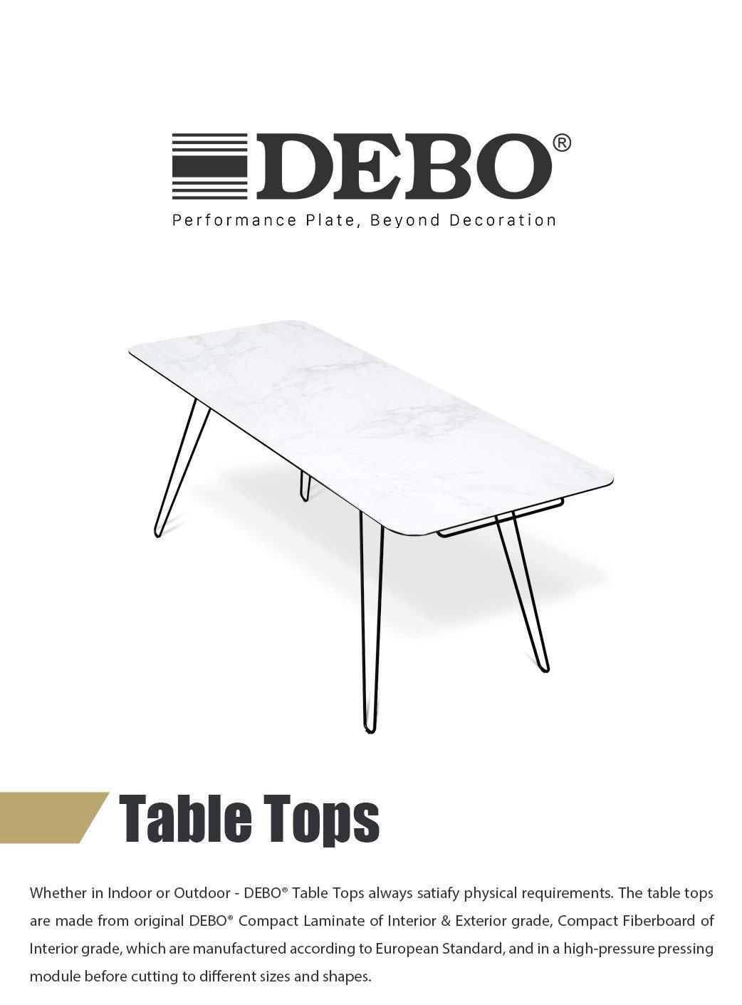 Debo Stain Resistance Compact HPL Sheet Tabletops