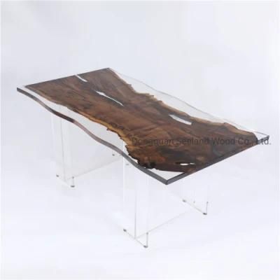 Solid Wooden Round Table Top /Walnut Butcher Block Top /Epoxy Resin Table/ Natural Wood Table / Countertop with Live Edge