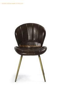Golden High End Stylish Metal Feet Home Furniture Vintage Genuine Leather Living Room Dining Chair