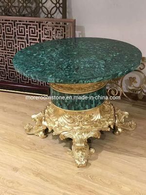 Dubai Indoor Luxury Round Malachite Marble Coffee Table Can Be Customized