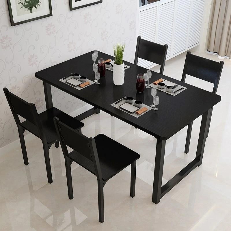Dining Room Furniture Wooden Top Metal Frame Dining Kitchen Table