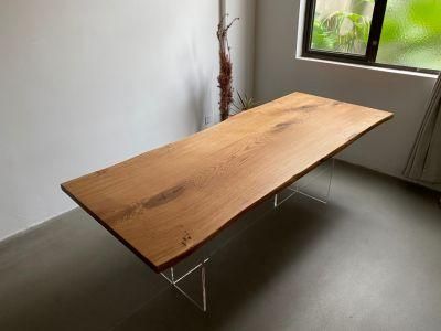 Custom Size Walnut Dining Table Top/Slab with Live Edge for Furniture