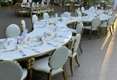 Foshan Hoping Furniture Popular Modern Hotel Home Furniture Stainless Steel Banquet Wedding Event White Table Chair