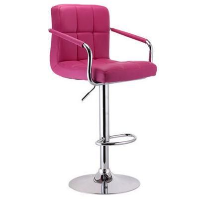 Wholesale Cheap Italian Armchair Custom Bar Cashier Desk Rotary Lift Pink Red Leather Bar Chair