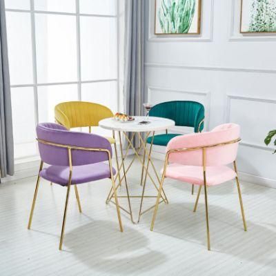 Small Apartment High End Custom Design Wholesale Metal Feet Short Italian Flannel Single Dining Chairs