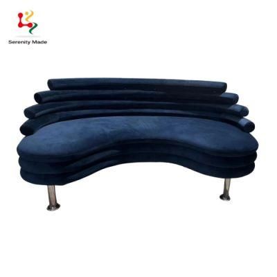 High Quality Custom Made Theme Dining Chair Wine Bar Trapezoidal Back Curved Shape Velvet Sofa