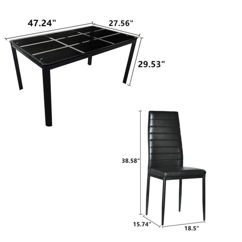 Contemporary Patio Furniture Wholesale Home Furniture Glass Dining Table with Black Iron Legs