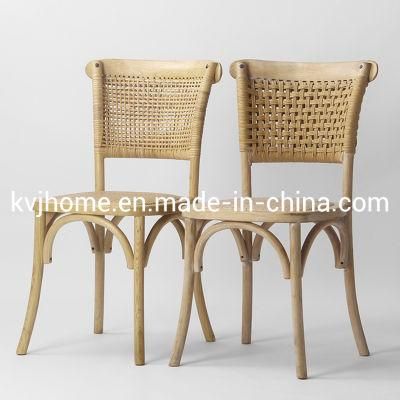 Kvj-6052 Dining Room Restaurant Hollow Rattan Cane Back Wooden Chair