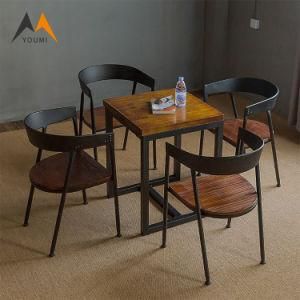 Factory Direct Sale Removable Black Wood Restaurant Table and Chair Set