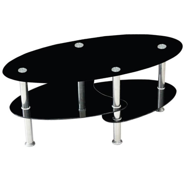 Home Living Room Hotel Restaurant Cheap Modern Oval Stainless Steel 3-Tier Modern Simple Round Square Black Clear Chromed Tempered Glass Center Coffee Table