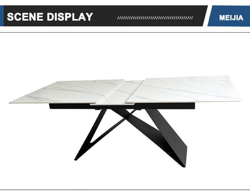 Extendable Dining Table Extending Italian Design with Ceramic Table Top Metal Base