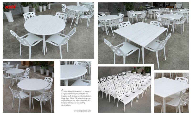 Square Solid Surface Dining Table Restaurant Artificial Stone Table