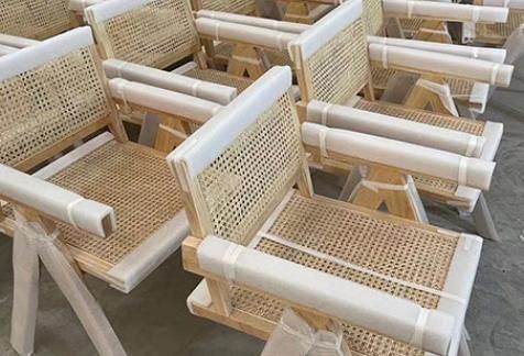 Solid Wood Manual Weaving Rattan Armchairs Dining Chairs