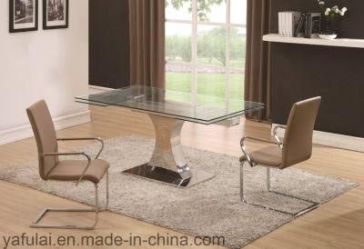 10mm Tempered Glass Dining Table Top Stainless Leg Home Furniture
