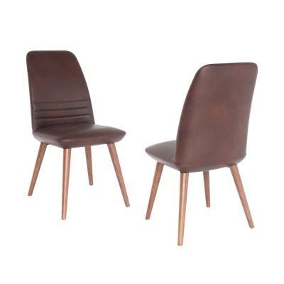 Modern Leather Upholstery Dining Chair Wooden Legs Chair for Home