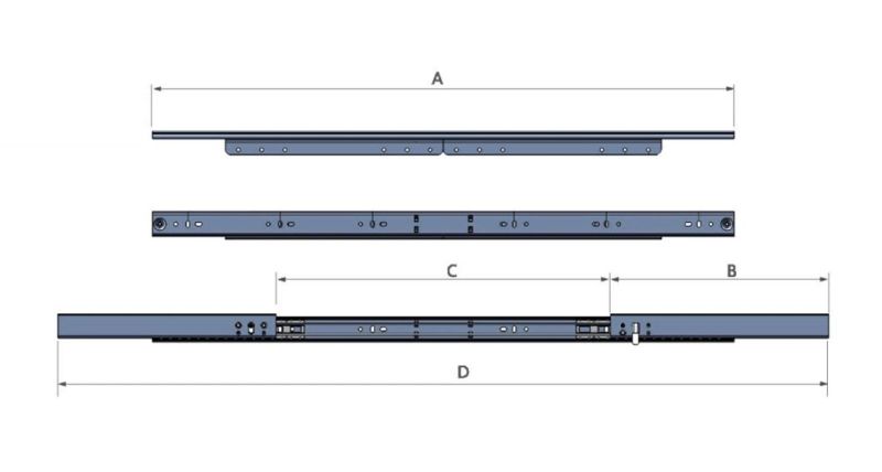 Black Color Table Mechanism, High Quality Ball Bearing Table Slide