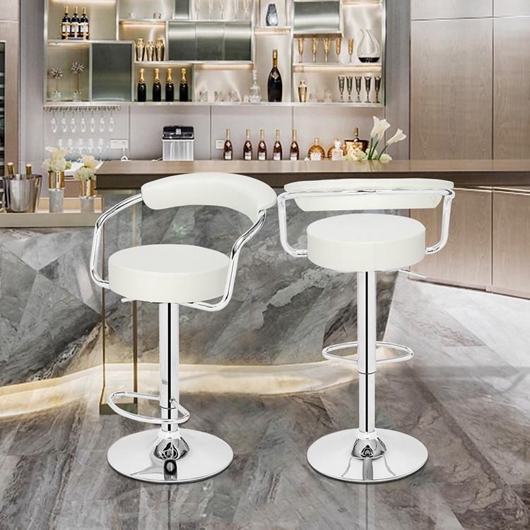 Wholesale Leather Dining White Bar Chairs PU Swivel Chairs Without Wheels