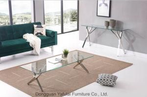 Classic Clear Glass Steel Dining Coffee Table Set