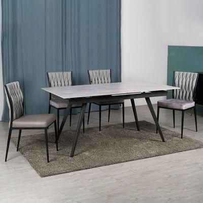 Living Room Furniture Rectangle Extendable Marble Ceramic Dining Table