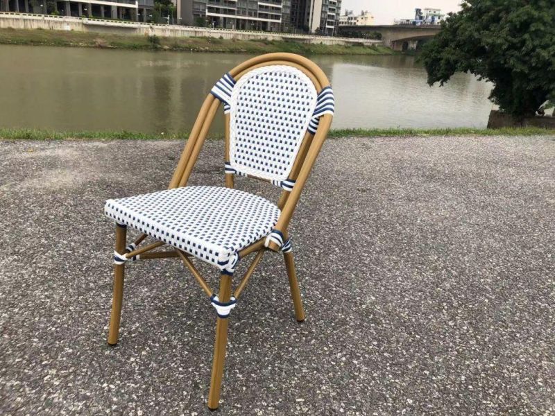 Coffee Shop Outdoor Furniture Aluminium Frame PE Rattan Dining Chairs