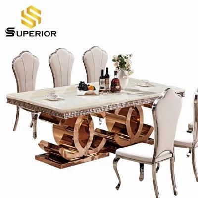 2m Italian Marble Stone Dining Table Set Accepted Customized