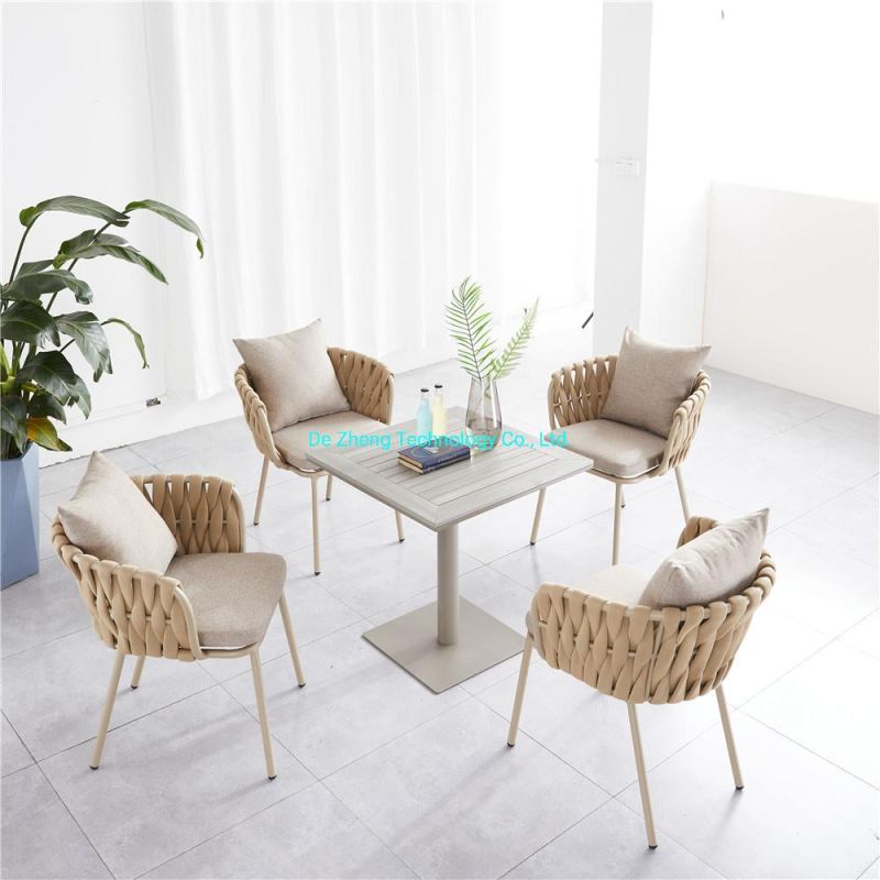 Best Price Metal European Design Modern Stainless Steel Dining Garden Outdoor Furniture Aluminum Sintered Stone Table Set