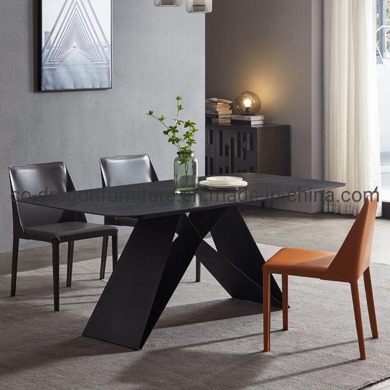 Modern Home Furniture Steel Legs 6 Seats Dining Table Sets