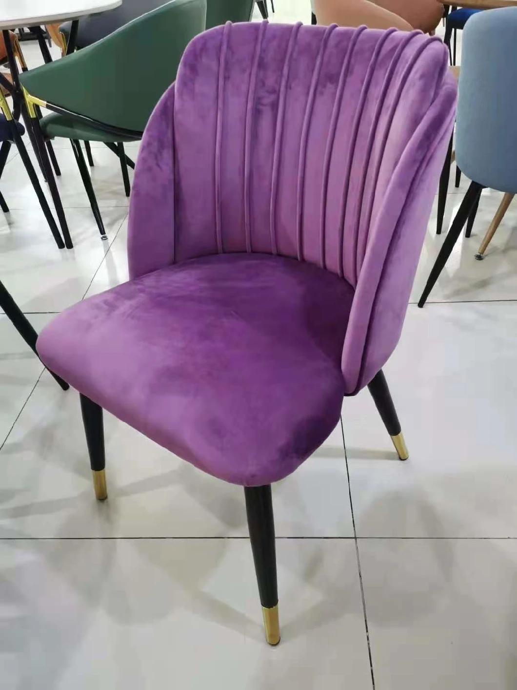 High Quality Luxury Modern Metal Legs Velvet Dining Chair
