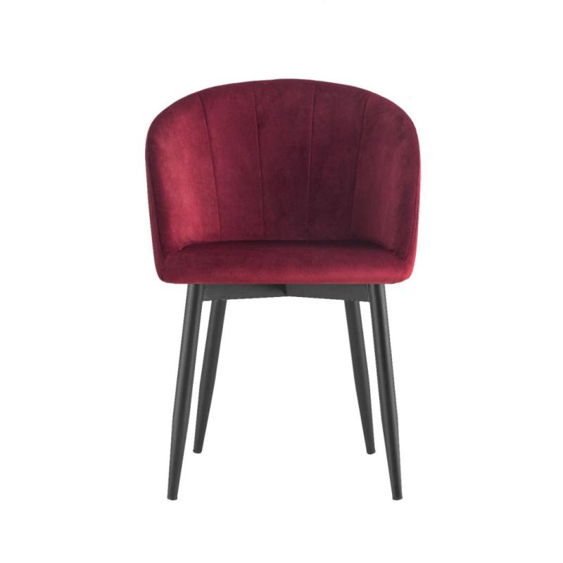 Hot Sale Restaurant Furniture Free Samples Modern Simple Colorful Fabric / Velvet Dining Chair with Metal Legs Sillas PARA Come