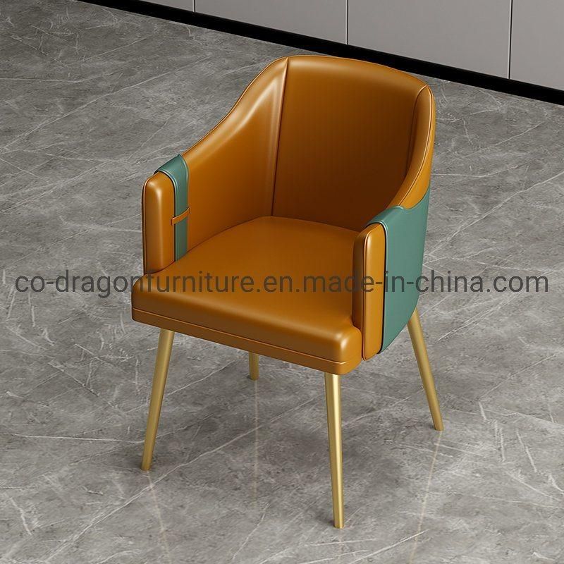 Modern Nordic Metal Frame Leather Dining Chair for Dining Furniture