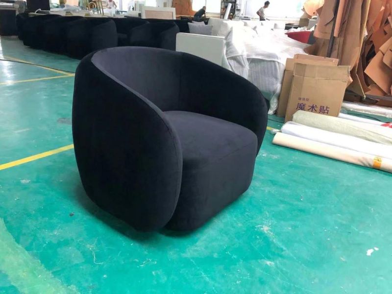Commercial Restaurant Furniture Metal Base Velvet Frame Single Sofa Chairs