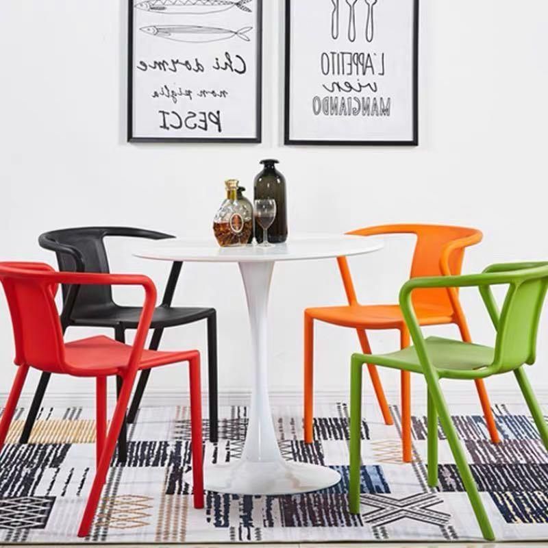 Plastic Armrest Outdoor Garden Stackable Home Furniture Dining Chair