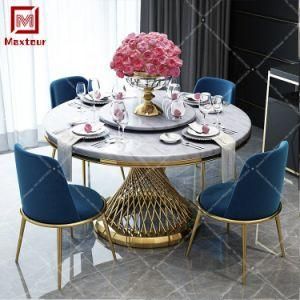 Round Stainless Steel Marble Turntable Wedding Event Dining Table