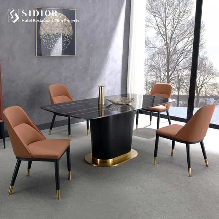 Modern Design Velvet Upholstered Lounge Dining Chair with Metal Legs