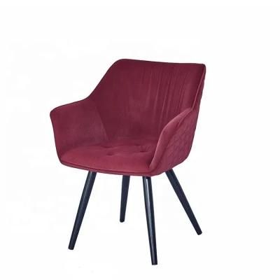 Furniture Modern Upholstered Arm Velvet Fabric Dining Chair