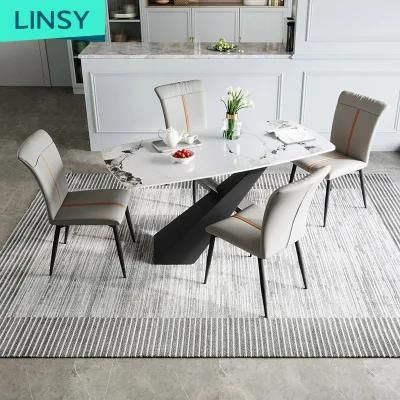 Linsy Luxury Modern Black Marble Dining Table Ls886r1