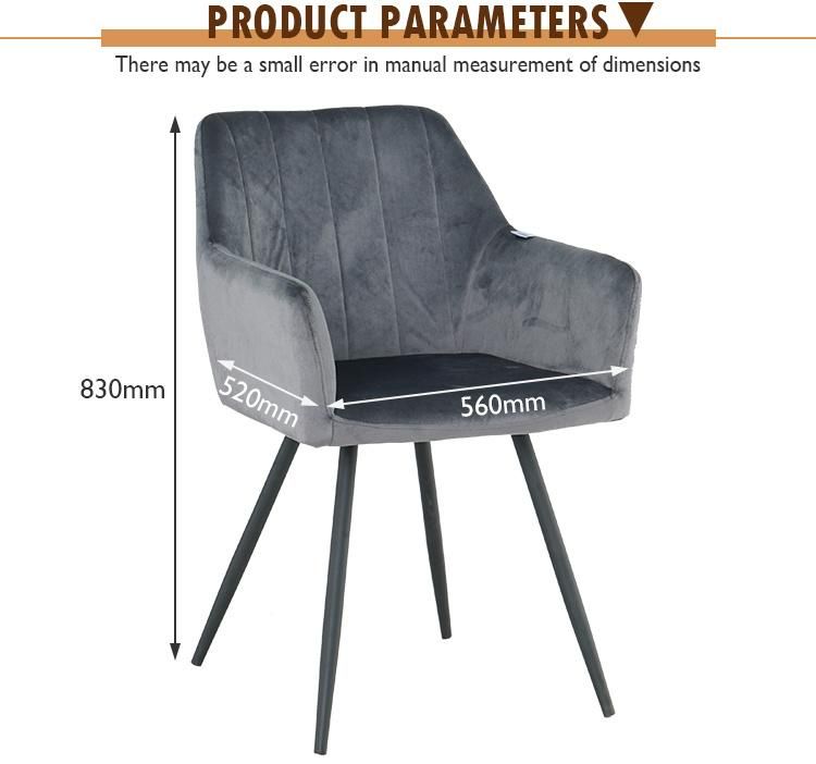 Wholesale New Type Nordic Modern Luxury Indoor Living Room Restaurant Furniture Armrest Colorful Velvet Dining Chair