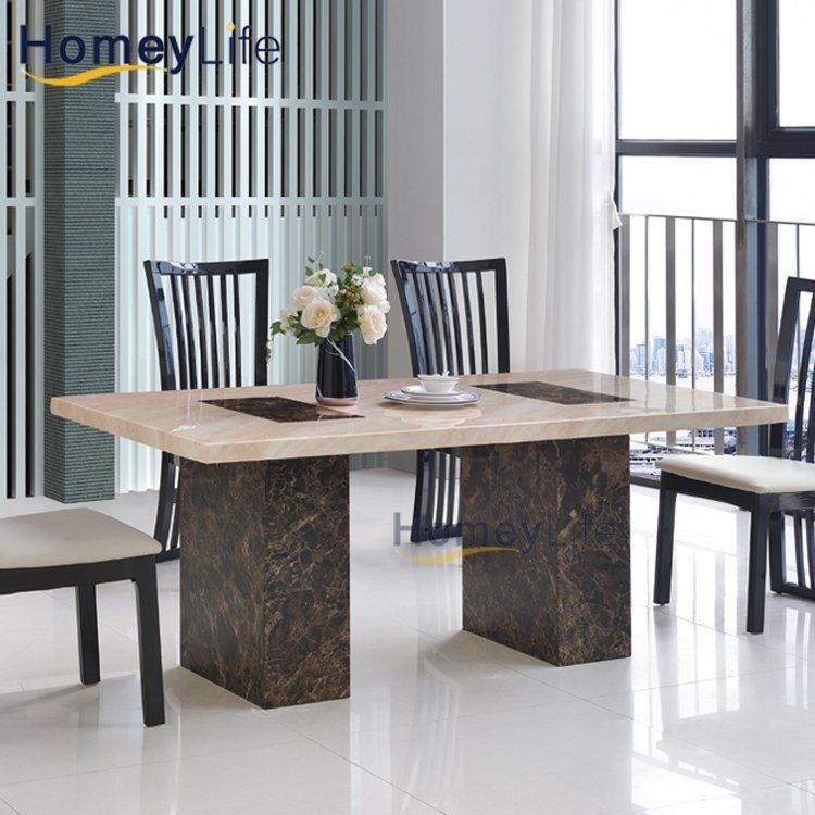 Home Furniture Antique Marble Dining Table with 6 Chairs