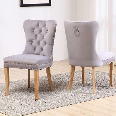Tufted Back Wooden Antique Dining Room Chair with Back Ring