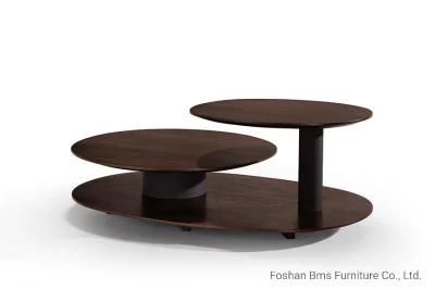 Living Room Modern Swivel Oval Wood Coffee Table