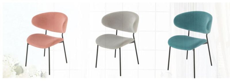 Factory Modern High Quality Custom Metal Leg Fabric Velvet Dining Room Chair