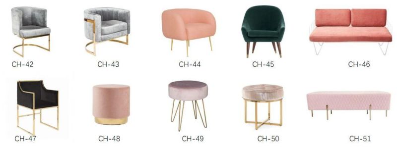 Modern Hotel Furniture Velvet Upholstered Dining Chair with Steel Legs