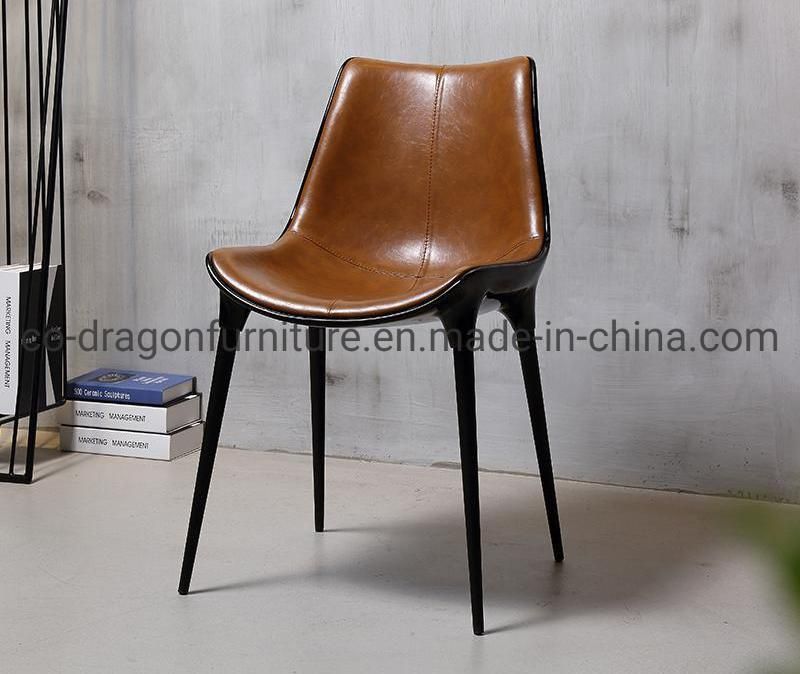 High Quality Home Furniture Glass Steel Dining Chair with Leather