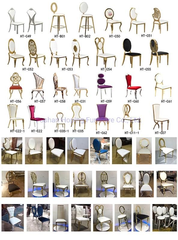 High Class Hotel Stainless Steel Chair Dining Room Furniture Salable White Leather Wedding Chair