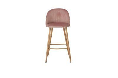Modern Stylish Pink Wooden Leg Bar Chair
