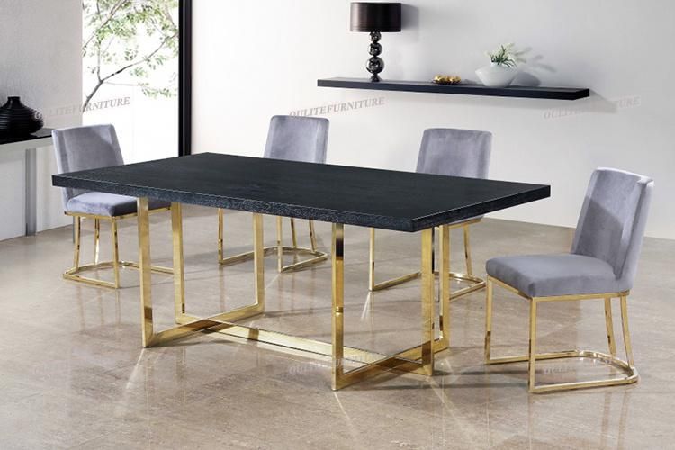 Low Back Stainless Steel Gold Dining Chair with Table Sets