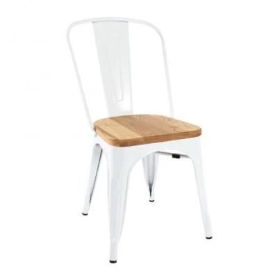 Cheap Steel White Tolix Chair with Wood Seat