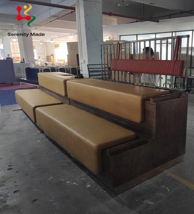 Commercial Furniture Custom Made PU Booth Sofa Hotel Lobby Leather Restaurant Booth Seating Waiting Sofa Booth Seating Bench