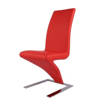 Wholesale Home Furniture Restaurant Metal Frame Chair Modern Design Red PU Leather Dining Chair