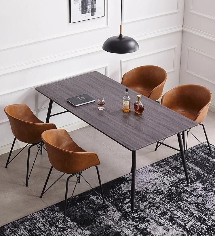 Modern Room Furniture Set PU Leather Steel Frame Legs Styling Nordic Dining Chair